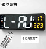 16-Inch Large Screen LED Clock Alarm Clock Remote Control Electronic Clock Scandinavian Digital Clock Minimalist Living Room Wall Clock USB Power Supply