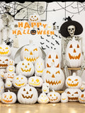 0709BA Halloween Decoration Luminous White Pumpkin Lamp Scene Layout Large Shopping Mall Dress up Props Theme Activity