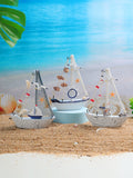 Mediterranean Sailing Model Living Room Office Desktop Wooden Boat Decoration Birthday Cake Decoration