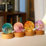 2808BA Solid Wood Luminous Led Plug-in USB Bedside Crystal Ball