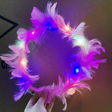 TA1510 Glowing Feather Garland Headdress Lengthened Rabbit Ears