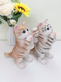 2907BA Cute Wish Orange Cat Beaver Flower Cat Ornaments Home Living Room TV Cabinet Garden Decorations Artificial Animal Landscape