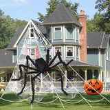 2907BA Halloween Spider Web Decorative Triangle round Outdoor outside Scene Setting Props Spider Cotton Really Big Spider