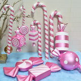 Christmas Decoration Children Dance Performance Crutch Candy Props Pink White Painted Studio Shooting Scene Layout