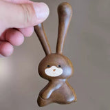 Green Sandalwood Rabbit Decoration Cute Creative Solid Wood Small Animal Home Decorations Nose Massage Equipment Gift