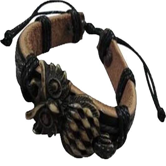 Wholesale Handmade Owl Resin Leather Bracelet (Sold by the PIECE OR dozen)