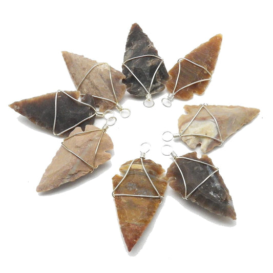 Wholesale Stone Arrowhead Pendants Jewelry - Small 1.5 Inch (Sold By Dozen)