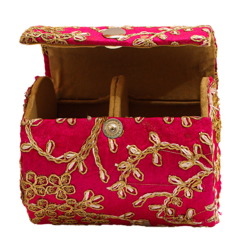 Pink Color Portable Box & Work Of Sequin For Women's