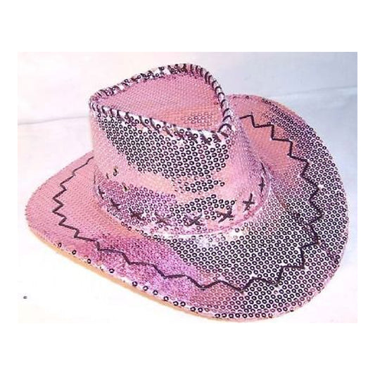 Wholesale Pink Color Sequin Design Cowboy Costume Hat (MOQ-6)