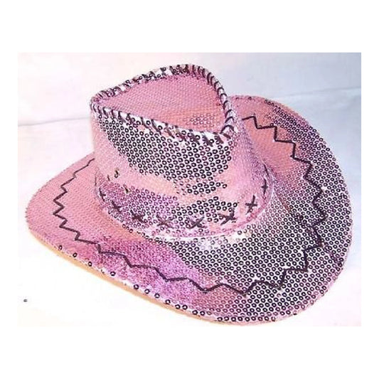 Wholesale Pink Color Sequin Design Cowboy Costume Hat
