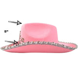 Wholesale Pink Velvet Sequin Cowgirl Princess Hat with Tiara (Sold By Piece)