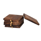 Hut-Shaped Wooden Coaster Set WITH 6 Pcs.