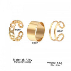 New Attractive Gold Plated Adjustable Ring Set With 3 Pieces Pack For Women's