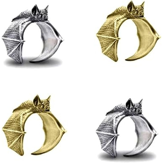 Wholesale New Adjustable Metal Flying Bat Biker Ring For Men & Women's - Assorted (Sold By Piece)