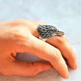 Wholesale Beautiful Design Eagle Head Deluxe Silver Biker Ring  (Sold by the piece)