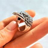 Wholesale Beautiful Design Eagle Head Deluxe Silver Biker Ring  (Sold by the piece)