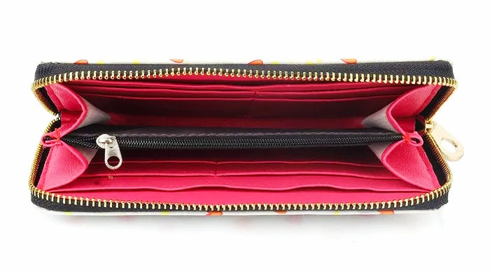 Leather Orchid Red Polyurethane Women's Wallet: Stylish and Functional Casual Red Clutch