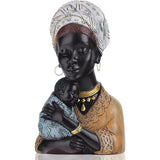 African Women Statues Mother Son Sculpture Desk Decor Figurines Resin Bust Sculpture  For Living Room Desktop Shelf Mother Gift