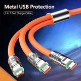 3 in 1 6A Fast Charging USB Cable 120W