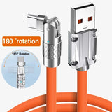 120W 7A USB Type C Super Fast Charging Cable USB C Data Cables 180 Dgree Rotating Silicone Mobile Phone Cable for iphone Xiaomi