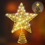 LED Christmas Tree Topper Star Lights Battery Powered Living Room Garden Party Decoration New Year 2025 Christmas Tree Lights