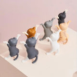 0907BA Kawaii Cats Pen Holder Funny Cat Doll Tabletop Figurines Plastic Crafts Earphone Holder For Office Home Decoration Accessories