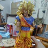 32cm Dragon Ball Z Goku Figure Ssj3 Dbz Super Saiyan 3 Anime Figures Pvc Statue 2 Arms Action Figurine Model Halloween Toys Gift