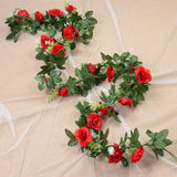 2808BA Silk Artificial Rose Vine Hanging Flowers for Wedding Home Garden Living Room Wall Decoration Rattan Fake Plants Leaves Garland