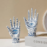 0407BA Devil's Eye of Fatima Jewelry Display Holde Ceramic Mannequin Hand Stand Designed for Necklaces, Bracelets, Rings