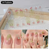 DIY Baking-free Nail Stickers Long-Lasting Solid Color Fresh Flowers In Summer Nail Strips Patch Slider Full Cover Decal