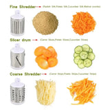Vegetable Cutter & Slicer Manual Kitchen Cheese Chopper Machine With 3 Sharp Drums Multifunctional Garlic Potato Shredder