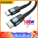Essager 100W USB Type C To USB C Cable USB-C PD Fast Charging Charger Wire Cord For Macbook Samsung Xiaomi Type-C USBC Cable 3M
