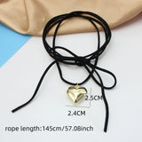 New Goth Black Velvet Big Heart Pendant Choker Necklace for Women Elegant Weave Knotted Bowknot Adjustable Chain Jewelry