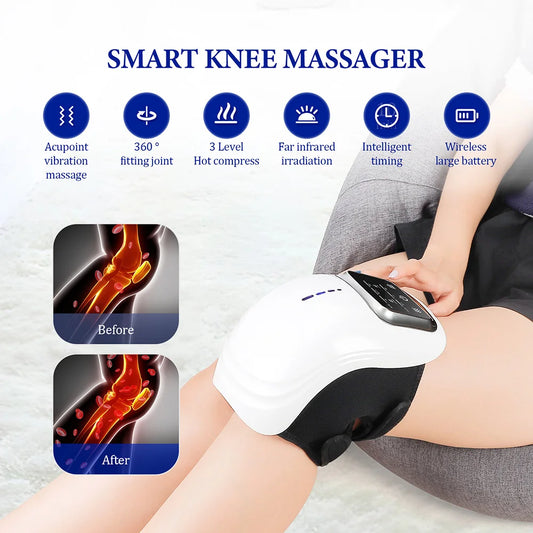 Smart Hot Compress Knee Relaxing Massager Knee Cap Treasure Laser Infrared Elbow Shoulder Massager Air Pressure Vibration