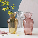 Modern Minimalist New Glass Jar Shaped Vase With Hydroponic Stripes French Artistic And Creative Home Decoration Ornaments