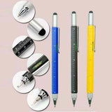 Multi-function Tool Pen Spirit Level Scale Touch Screen 6in1 Metal Ballpoint Pen For Construction Engineers Carpenters Carpenter