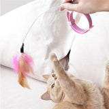 2307GP Interactive Cat Toys Funny Feather Teaser Stick with Bell Pets Collar Kitten Playing Teaser Wand Training Toys for Cats Supplies