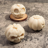 2808BA Funny Skull Pumpkin Head Silicone Candle Mold DIY Halloween Horror Theme Epoxy Plaster Soap Mold Baking Mould for Holiday Decor