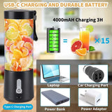 USB Rechargeable Portable Mini Blender Blender 450ML 4000Mah Smoothie Mixer BPA Free, For Vegetable Juice Milkshake