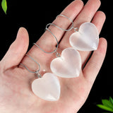 Mineraali Natural Selenite Gemstones Necklace Heart Shaped Crystal Pendant Energy Pendulum Healing Plaster White Quartzs Jewelry