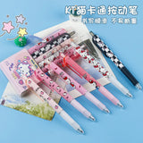 6Pcs Sanrio Gel Pen Hello Kitty Cartoon Kuromi ST Quick Drying Black 0.5mm Press The Ballpoint Pen Learning Stationery Gifts