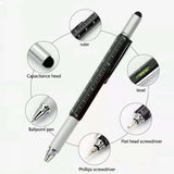 Multi-function Tool Pen Spirit Level Scale Touch Screen 6 In1 Metal Ballpoint Pen Multifunctional Metal Pen Screwdriver