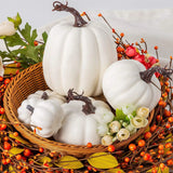 1707BA Set Of 12 Pieces Faux Pumpkins White Halloween Fall Decoration Garden Indoor Outdoor Decoration Large Garden Foam Pumpkin