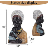 African Women Statues Mother Son Sculpture Desk Decor Figurines Resin Bust Sculpture  For Living Room Desktop Shelf Mother Gift