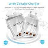 48W QC 3.0 USB Charger Type C PD Fast Charge For iPhone 12 13 Max Samsung S21 Huawei Xiaomi Mobile Phone UK/US Plug Wall Charger