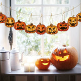 1707BA Hanging Pumpkin Halloween Pumpkin Pendant With Rope Ghost Faced Pumpkin Hanging Paper Double-sided Jam Pumpkin Pumpkin Lantern