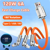 3 In 1 Elbow Fast Charge Cord 120W Micro USB