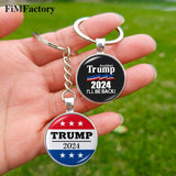 Trump 2024 Flag Keychain Keep America Great Donald For President USA Metal Pendant Key Ring for Fans Gift Jewelry