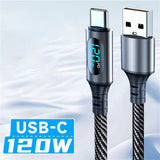 NNBILI Aluminum alloy 6A 120W USB A to Type C Digital Display Cable