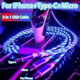 lovebay 3 in 1 Glowing LED Light 3A Fast Charging Micro USB Type C Cable